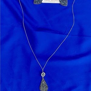 Lane Bryant Glittery Blue Necklace & Matching Earrings